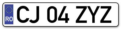 Placuta inmatriculare numar auto  CJ-04-ZYZ, CJ 04 ZYZ, CJ04ZYZ