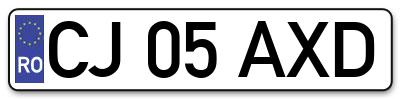 Placuta inmatriculare numar auto  CJ-05-AXD, CJ 05 AXD, CJ05AXD