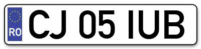 Placuta inmatriculare numar auto  CJ-05-IUB, CJ 05 IUB, CJ05IUB