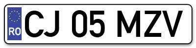 Placuta inmatriculare numar auto  CJ-05-MZV, CJ 05 MZV, CJ05MZV