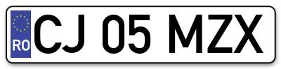 Placuta inmatriculare numar auto  CJ-05-MZX, CJ 05 MZX, CJ05MZX