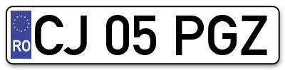 Placuta inmatriculare numar auto  CJ-05-PGZ, CJ 05 PGZ, CJ05PGZ