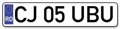 Placuta inmatriculare numar auto  CJ-05-UBU, CJ 05 UBU, CJ05UBU