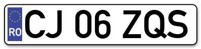 Placuta inmatriculare numar auto  CJ-06-ZQS, CJ 06 ZQS, CJ06ZQS