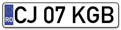 Placuta inmatriculare numar auto  CJ-07-KGB, CJ 07 KGB, CJ07KGB