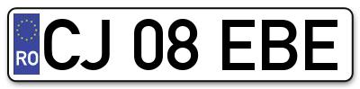Placuta inmatriculare numar auto  CJ-08-EBE, CJ 08 EBE, CJ08EBE