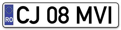 Placuta inmatriculare numar auto  CJ-08-MVI, CJ 08 MVI, CJ08MVI