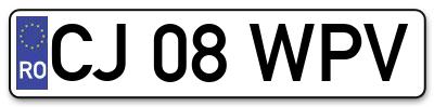 Placuta inmatriculare numar auto  CJ-08-WPV, CJ 08 WPV, CJ08WPV