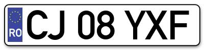 Placuta inmatriculare numar auto  CJ-08-YXF, CJ 08 YXF, CJ08YXF