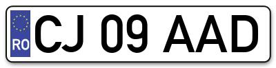 Placuta inmatriculare numar auto  CJ-09-AAD, CJ 09 AAD, CJ09AAD