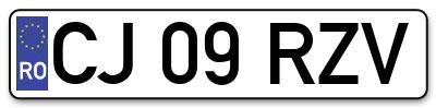 Placuta inmatriculare numar auto  CJ-09-RZV, CJ 09 RZV, CJ09RZV