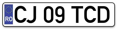 Placuta inmatriculare numar auto  CJ-09-TCD, CJ 09 TCD, CJ09TCD