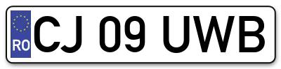 Placuta inmatriculare numar auto  CJ-09-UWB, CJ 09 UWB, CJ09UWB