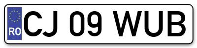 Placuta inmatriculare numar auto  CJ-09-WUB, CJ 09 WUB, CJ09WUB