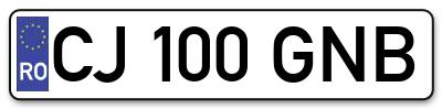 Placuta inmatriculare numar auto  CJ-100-GNB, CJ 100 GNB, CJ100GNB