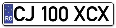 Placuta inmatriculare numar auto  CJ-100-XCX, CJ 100 XCX, CJ100XCX