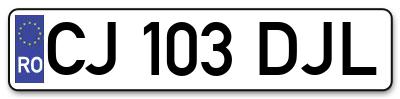 Placuta inmatriculare numar auto  CJ-103-DJL, CJ 103 DJL, CJ103DJL
