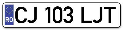 Placuta inmatriculare numar auto  CJ-103-LJT, CJ 103 LJT, CJ103LJT