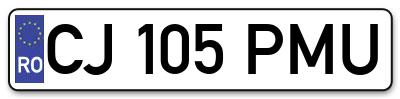 Placuta inmatriculare numar auto  CJ-105-PMU, CJ 105 PMU, CJ105PMU