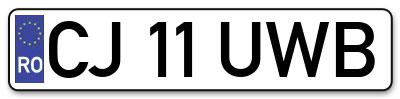 Placuta inmatriculare numar auto  CJ-11-UWB, CJ 11 UWB, CJ11UWB