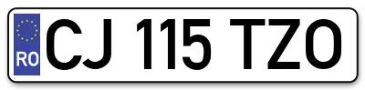 Placuta inmatriculare numar auto  CJ-115-TZO, CJ 115 TZO, CJ115TZO