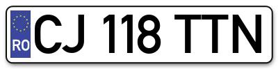 Placuta inmatriculare numar auto  CJ-118-TTN, CJ 118 TTN, CJ118TTN
