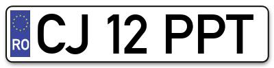 Placuta inmatriculare numar auto  CJ-12-PPT, CJ 12 PPT, CJ12PPT