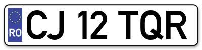 Placuta inmatriculare numar auto  CJ-12-TQR, CJ 12 TQR, CJ12TQR