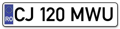 Placuta inmatriculare numar auto  CJ-120-MWU, CJ 120 MWU, CJ120MWU