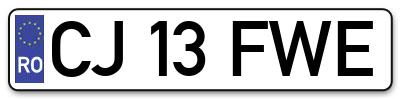 Placuta inmatriculare numar auto  CJ-13-FWE, CJ 13 FWE, CJ13FWE