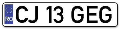 Placuta inmatriculare numar auto  CJ-13-GEG, CJ 13 GEG, CJ13GEG