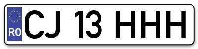 Placuta inmatriculare numar auto  CJ-13-HHH, CJ 13 HHH, CJ13HHH