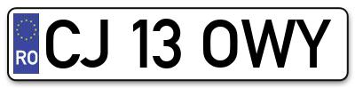 Placuta inmatriculare numar auto  CJ-13-OWY, CJ 13 OWY, CJ13OWY