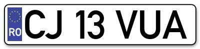 Placuta inmatriculare numar auto  CJ-13-VUA, CJ 13 VUA, CJ13VUA