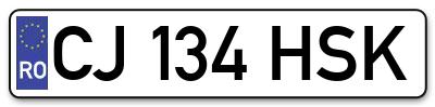 Placuta inmatriculare numar auto  CJ-134-HSK, CJ 134 HSK, CJ134HSK