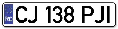 Placuta inmatriculare numar auto  CJ-138-PJI, CJ 138 PJI, CJ138PJI