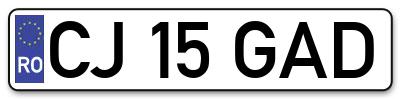 Placuta inmatriculare numar auto  CJ-15-GAD, CJ 15 GAD, CJ15GAD
