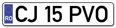 Placuta inmatriculare numar auto  CJ-15-PVO, CJ 15 PVO, CJ15PVO