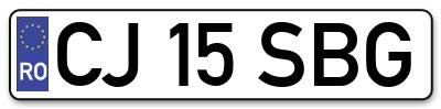 Placuta inmatriculare numar auto  CJ-15-SBG, CJ 15 SBG, CJ15SBG