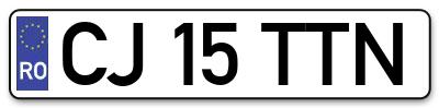 Placuta inmatriculare numar auto  CJ-15-TTN, CJ 15 TTN, CJ15TTN