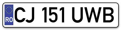 Placuta inmatriculare numar auto  CJ-151-UWB, CJ 151 UWB, CJ151UWB