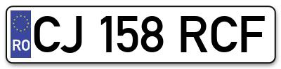 Placuta inmatriculare numar auto  CJ-158-RCF, CJ 158 RCF, CJ158RCF