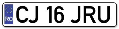 Placuta inmatriculare numar auto  CJ-16-JRU, CJ 16 JRU, CJ16JRU
