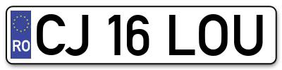 Placuta inmatriculare numar auto  CJ-16-LOU, CJ 16 LOU, CJ16LOU