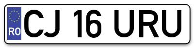 Placuta inmatriculare numar auto  CJ-16-URU, CJ 16 URU, CJ16URU