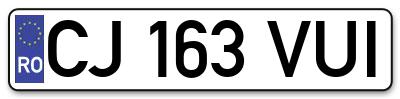 Placuta inmatriculare numar auto  CJ-163-VUI, CJ 163 VUI, CJ163VUI