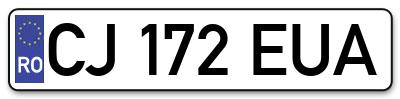 Placuta inmatriculare numar auto  CJ-172-EUA, CJ 172 EUA, CJ172EUA