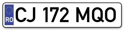 Placuta inmatriculare numar auto  CJ-172-MQO, CJ 172 MQO, CJ172MQO