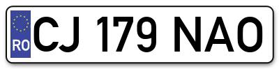 Placuta inmatriculare numar auto  CJ-179-NAO, CJ 179 NAO, CJ179NAO