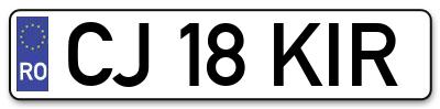 Placuta inmatriculare numar auto  CJ-18-KIR, CJ 18 KIR, CJ18KIR